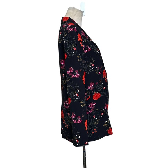 Cynthia Rowley black red floral long sleeves open front blazer jacket size XS - Picture 2 of 11
